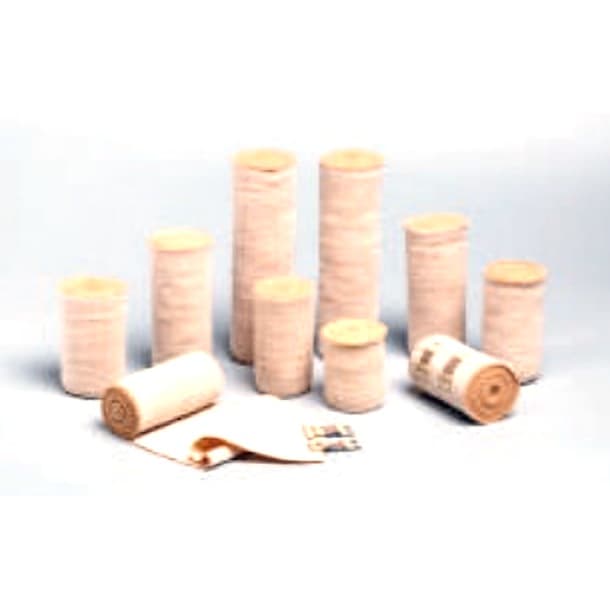 High elastic bandage rolls in skin tone with fastening clips