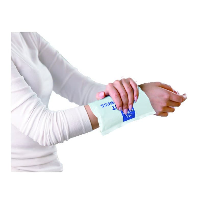 Instant cold pack, squeeze-activated single-use cold compress