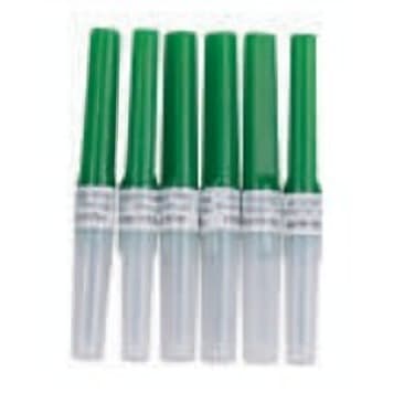 Sterile pen-type blood lancets with protective caps