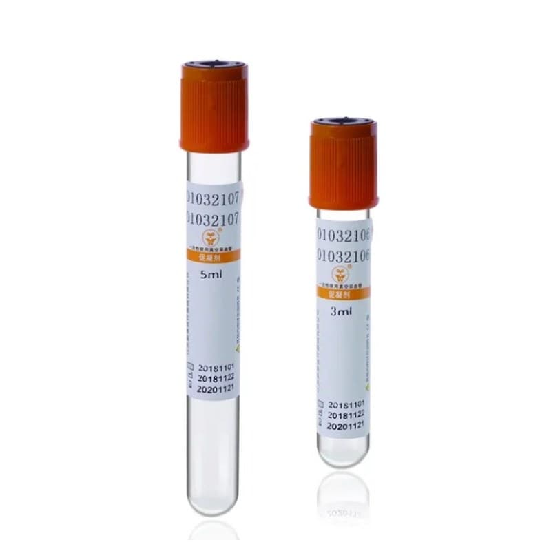 Vacuum blood collection tubes with colored caps for laboratory sampling