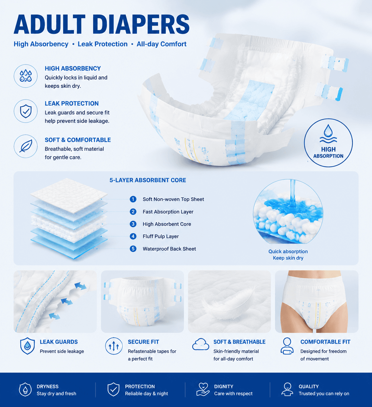 Diaper layer structure infographic